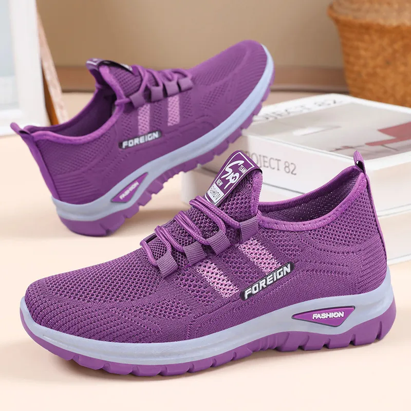 鞋子女女鞋夏季透气休闲鞋中老年妈妈鞋软底不累脚飞织鞋单鞋,女鞋,时尚芭蕾鞋,淘宝优惠券,粉丝福利购,淘宝优惠卷