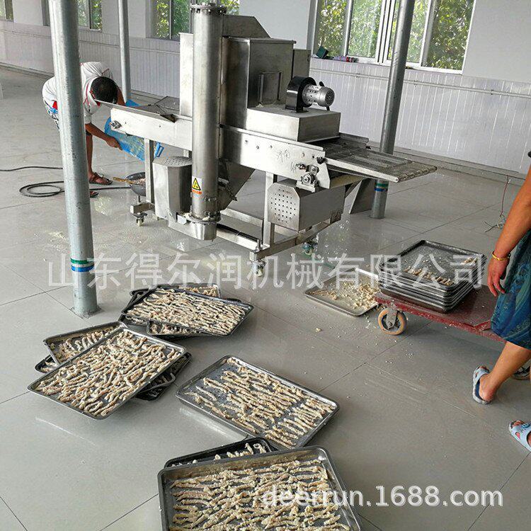 热销型鸡柳条上糠机 雪花排条裹雪花片机 无骨鸡柳裹面包糠设备