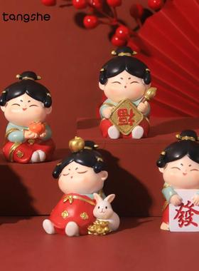 唐仕女新年摆件创意家居装饰品办公桌面可爱唐小圆治愈系新年礼物