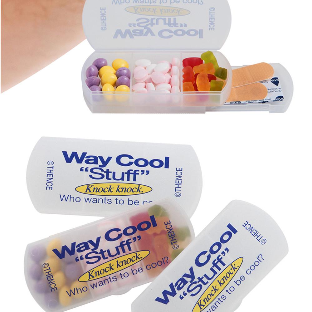 韩国THENCE长款3分格药盒便携式旅行随身糖果小号分装收纳盒小盒