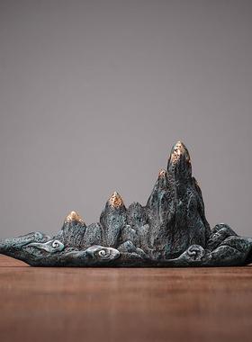 新中式家居摆件假山软装饰品书房茶几禅意客厅电视柜酒柜玄关乔迁