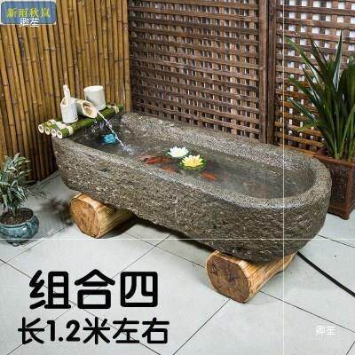 客厅装饰民间食槽水景庭院石头石槽牛槽食槽石头马槽盆景公园猪槽