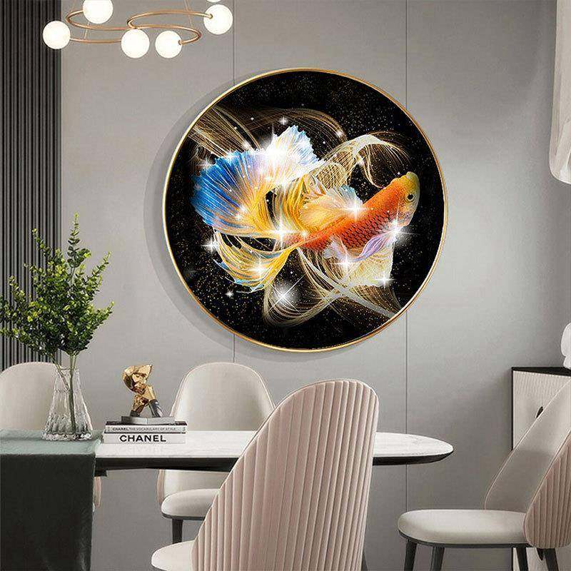 2025年新款5d钻石画满钻客厅玄关锦鲤水晶圆形点粘贴砖十字绣,居家布艺,钻石绣,淘宝优惠券,粉丝福利购,淘宝优惠卷