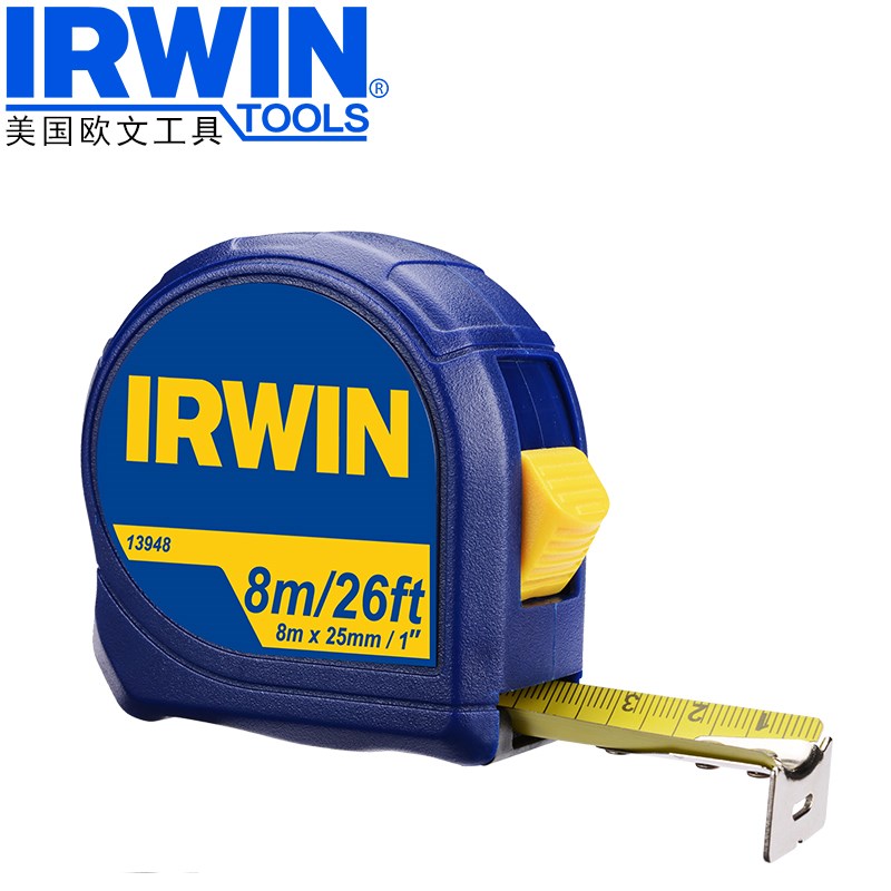 欧文IRWIN美国高精度量尺公英制家用带磁卷尺耐磨不锈钢测量工具