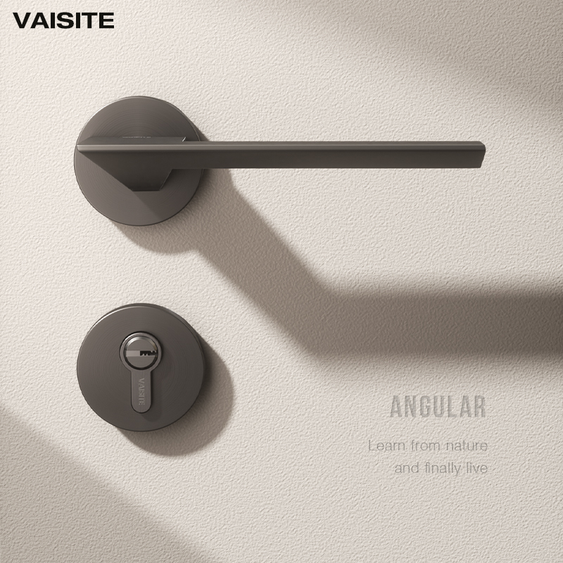 威思特磁吸门锁室内黑色卧室门锁静音锁具两件式锁家用极简木门把