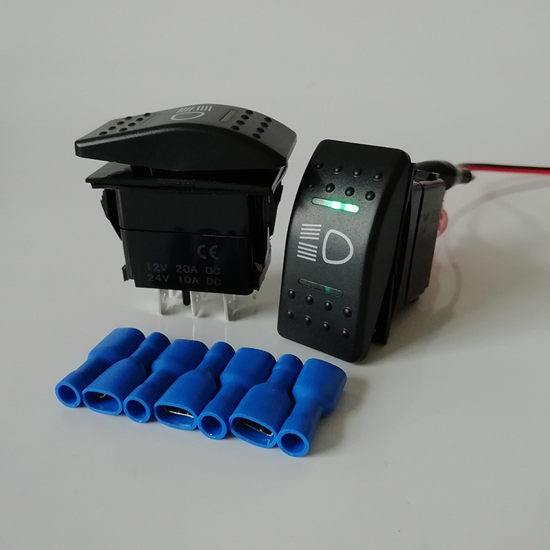 汽车开关12V远近光灯符号控制三档自锁 房车电器电路通用改装翘班