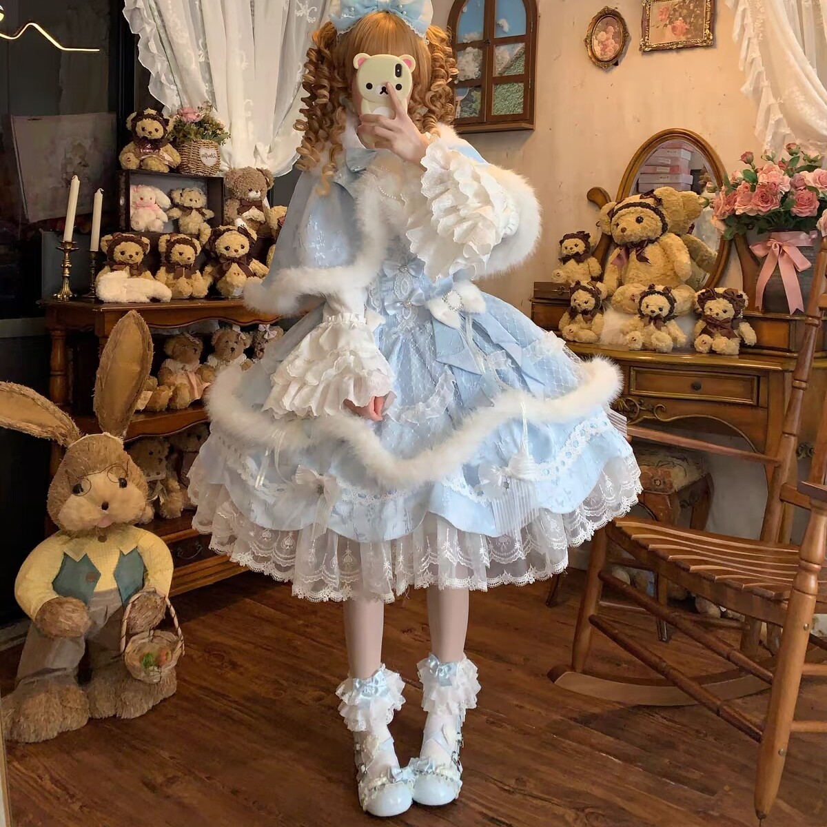 大码200斤显瘦甜美毛绒洛丽塔