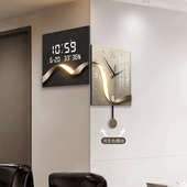 简约大气客厅转角时钟创意双面挂钟拐角挂墙2025新款 万年历电子钟