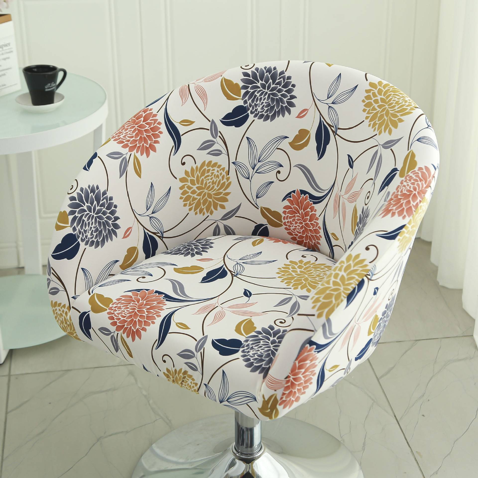 家用客厅椅套餐桌椅垫套罩一体弧形带扶手靠背椅子套椅背餐厅现代