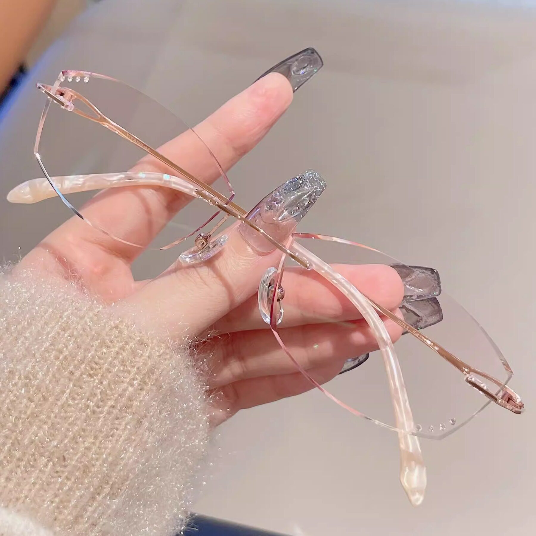 【素希】幻舞星河●无框纯钛切边近视眼镜女时尚超轻老花设计师款