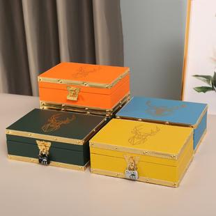 高档饰品相册收纳盒保险柜珠宝首饰盒带锁桌面储物盒密码百宝箱子