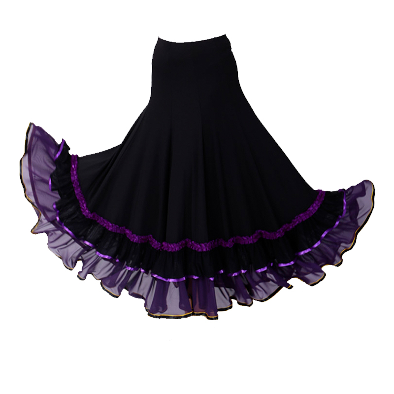 半身裙中长款舞蹈高腰大摆春夏国标交谊舞裙广场舞演出妈妈跳舞裙