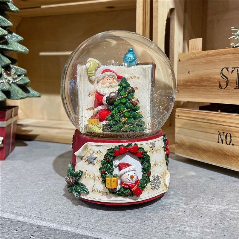 定制款可旋转圣诞树音乐盒发条八音盒雪花水晶球圣诞节装饰品礼物
