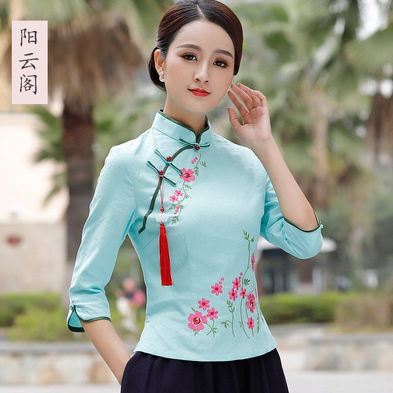 春夏唐装上衣复古改良旗袍两件套民国风女装中国风汉服茶服表演服