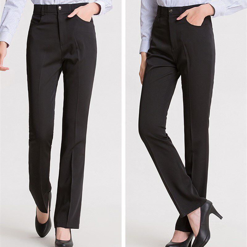 女装职业工装裤子正装裤修身弹力加绒加厚西裤大码黑色高腰工作裤