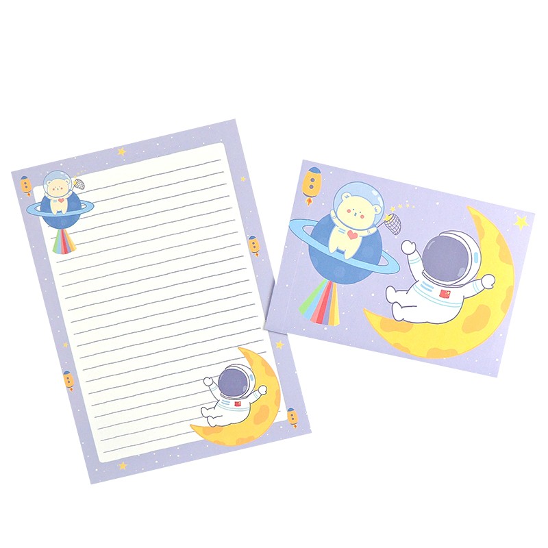 宇宙探险家信纸信封套装可爱卡通星球学生校庆活动稿纸情书可定制
