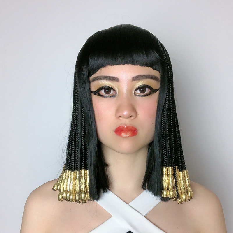 假发女埃及艳后动漫COS整头黑色辫子串珠年会酒吧演出万圣节假发