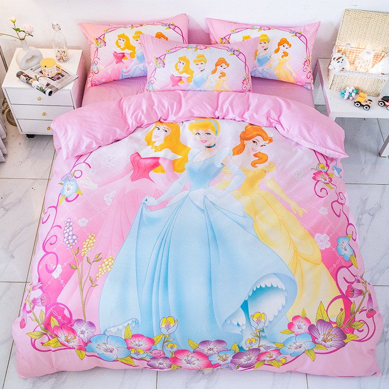 白雪公主全棉卡通儿童牀品3四件套1.5纯棉被套牀单学生宿舍女孩2m
