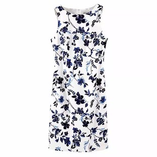 无袖背心a字白色碎花棉质直筒花印连衣裙女夏季2024新款大码春秋