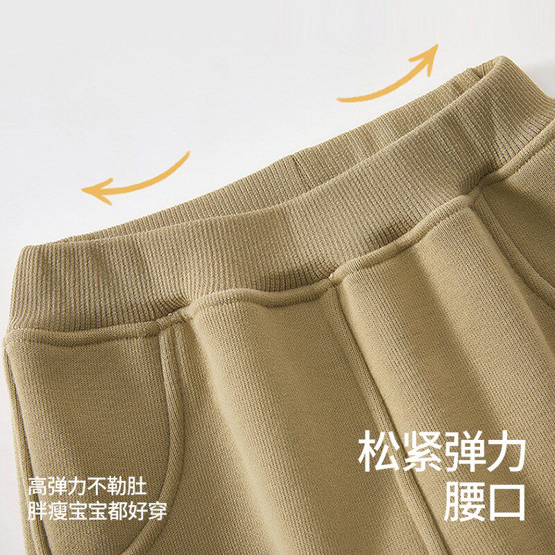 贝肽斯儿童裤子男童加绒卫裤秋冬季保暖休闲长裤宝宝居家束脚裤S