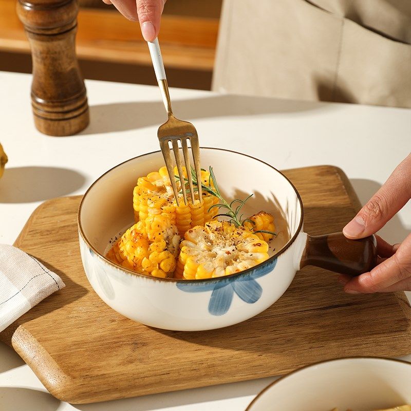 舍里日式微波炉手柄碗水果沙拉碗高颜值餐具耐高温陶瓷碗焗饭烤碗,餐饮具,碗,淘宝优惠券,粉丝福利购,淘宝优惠卷