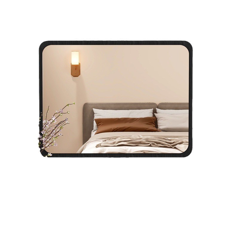 卧室梳妆台镜子中古风化妆镜壁挂镜方形桌面新中式电表箱装饰镜子