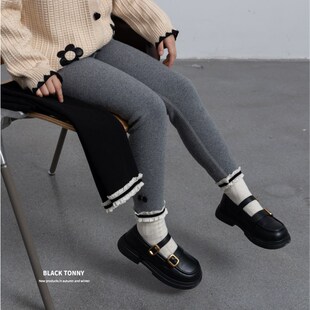 2023冬新小黑托昵加绒加厚打底裤百搭小脚裤小黑托尼女童打底裤子