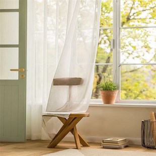 新中式典雅银杏叶窗纱压花小清新白纱透光不透人窗帘阳台卧室客厅