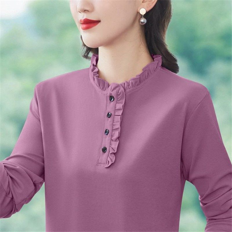 气质小立领长袖衬衫春秋新款中年妈妈显瘦时尚洋气设计感纯棉衬衣,女装/女士精品,大码内搭,淘宝优惠券,粉丝福利购,淘宝优惠卷