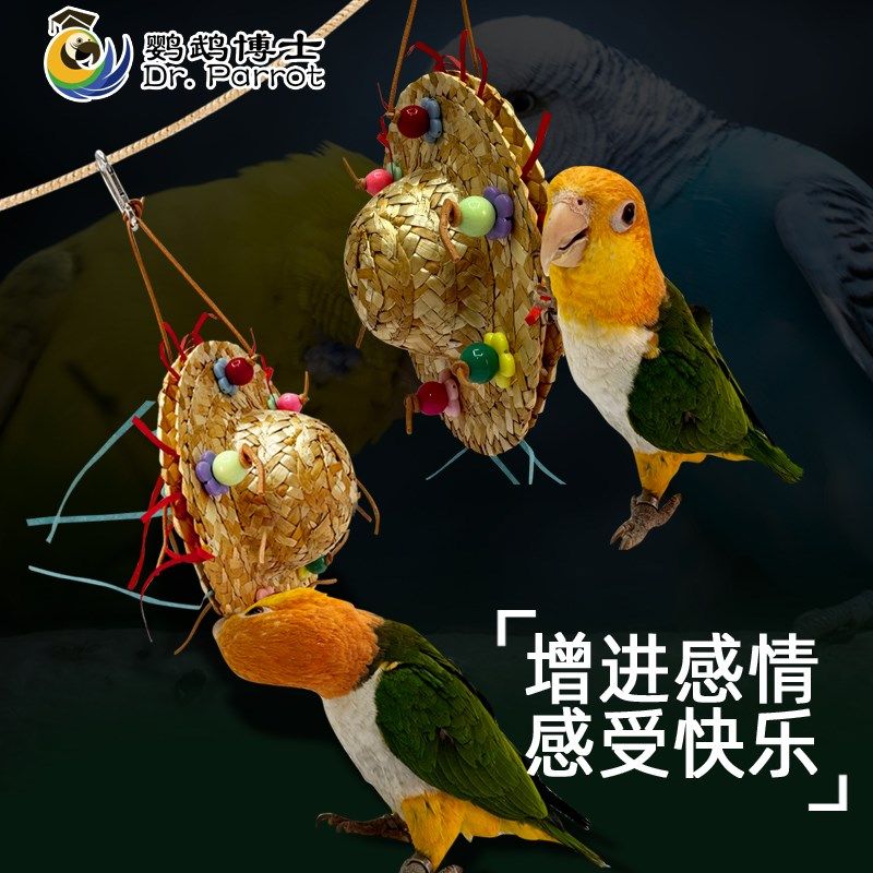 鹦鹉草帽啃咬玩具中小型鸟用品娱乐解压解闷开发智力磨嘴牙防咬毛,宠物/宠物食品及用品,鸟玩具,淘宝优惠券,粉丝福利购,淘宝优惠卷