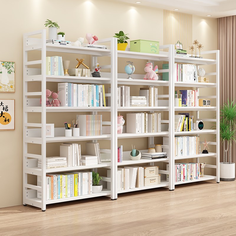 书架落地置物架家用钢木架子铁艺多层收纳货架客厅陈列书柜展示架