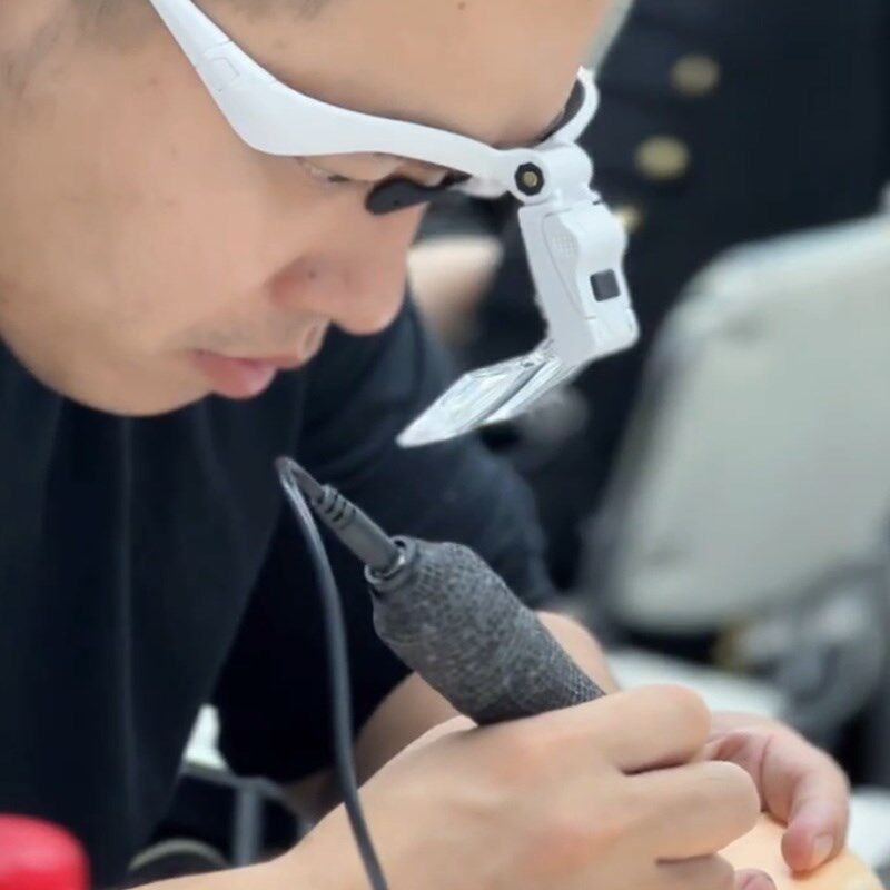 头戴式放大镜带灯高清纹绣对线专用随身携带眼镜型扩大美嫁接睫毛