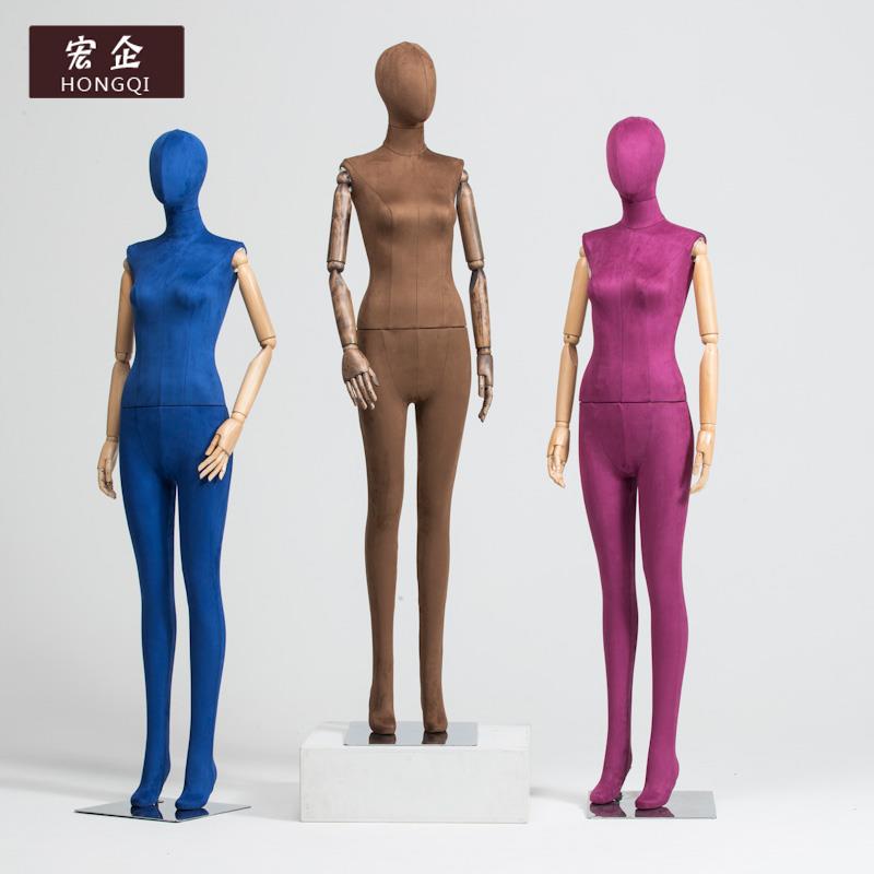 高档麂皮绒模特女全身服装店橱窗展示人体模特女装店高档陈列道具