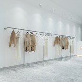 服装 店货架专用上墙落地衣杆子 店墙上展示挂衣架不锈钢拉丝银女装