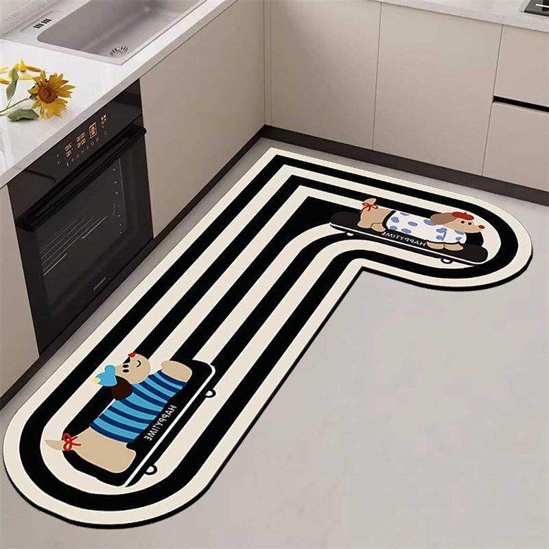厨房地垫L型转角专用脚垫2025新款硅藻泥防滑防油可擦免洗地毯