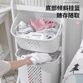 家用简约卧室落地衣帽架卫生间可移动挂衣架一体式 脏衣篮收纳架子