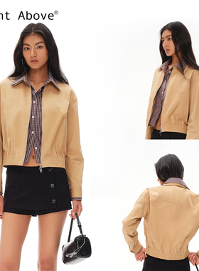 Right Above 抗皱衬衣拼接修身假两件夹克复古挺阔全棉外套