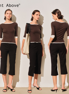 Right Above 混纺羊毛低腰烟管七分裤西装裤秋季微喇直筒休闲中裤