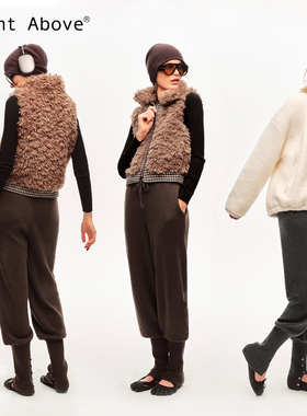 Right Above 24支醋酸天丝山羊绒纽扣束脚抽绳毛线裤休闲裤冬