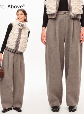 Right Above 质感加厚羊毛呢弯刀裤冬季休闲弯刀裤中低腰长裤