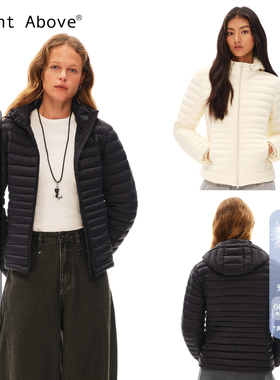 Right Above真国标90白鸭绒排骨连帽正肩沙漏修身羽绒服女
