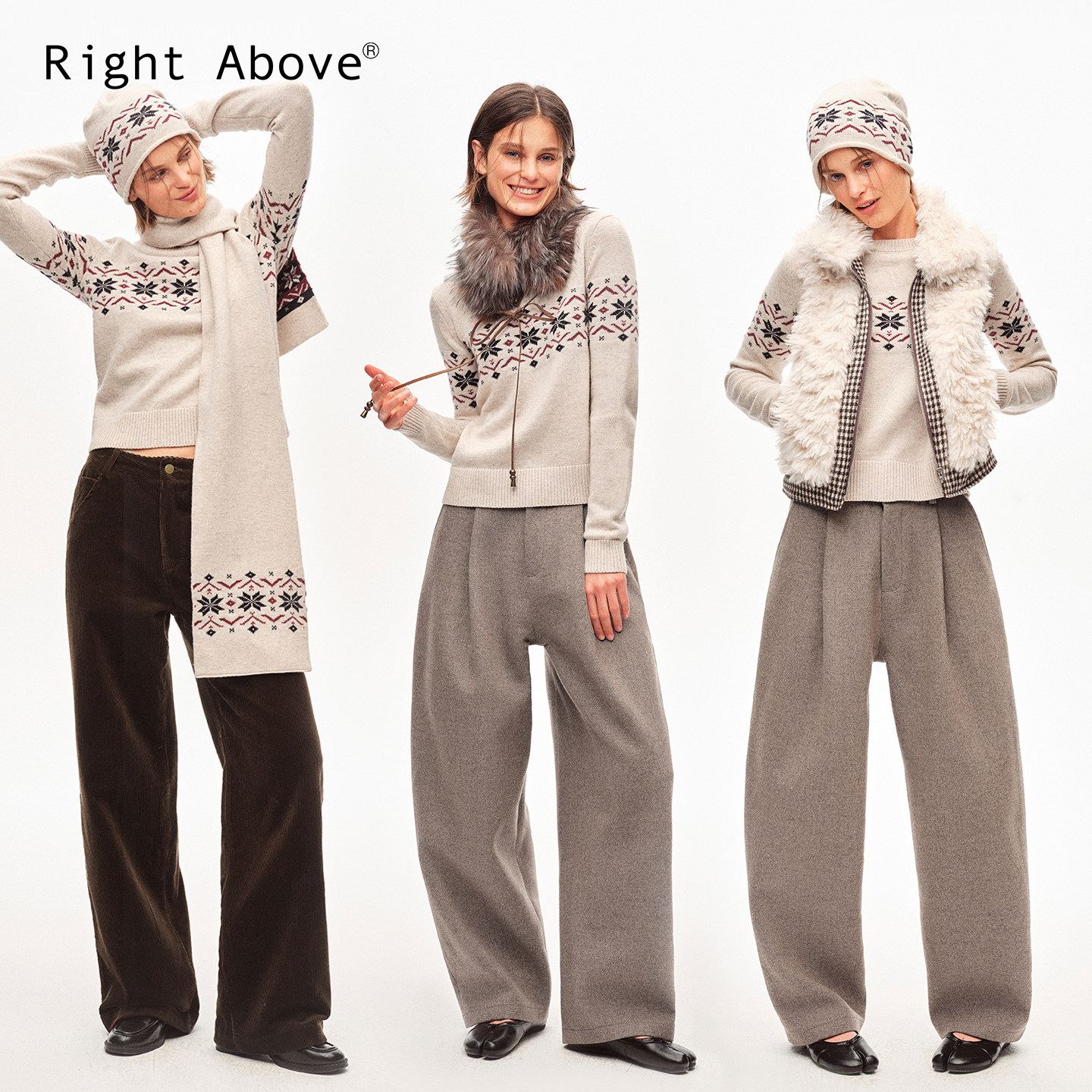 Right Above澳洲羊毛混纺费尔岛圆领毛衣三件套毛衣围巾/卷边冷帽,女装/女士精品,毛衣,淘宝优惠券,粉丝福利购,淘宝优惠卷