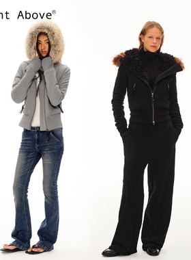 Right Above 一件过冬连帽一体毛毛加厚内胆收腰棉服卫衣毛领外套