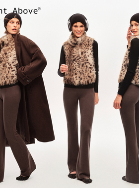 Right Above空气洗豹纹环保皮草麂皮背心冬季保暖内搭马甲外套