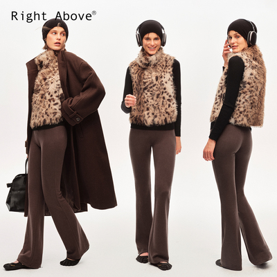 空气洗豹纹环保皮草麂皮背心