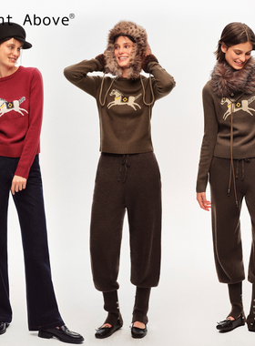 Right Above马年限定「马上有钱」小马刺绣套头毛衣50羊毛针织衫