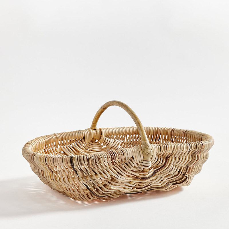 菜篮编织篮鲜花包装开业手提篮子藤编竹编花篮花束插花蓝花店花艺