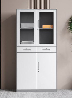 Steel filing cabinet 12mm gray-white frame white cabinetdoor