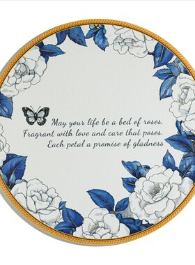 法式轻奢蓝色白马系印花西餐垫PVC防水防油西餐垫杯碟垫子