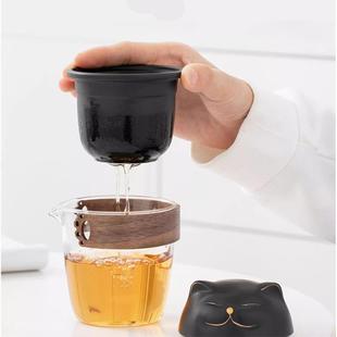旅行茶具套装 招财猫便携式 随身泡茶壶茶杯快客杯户外露营logo企业